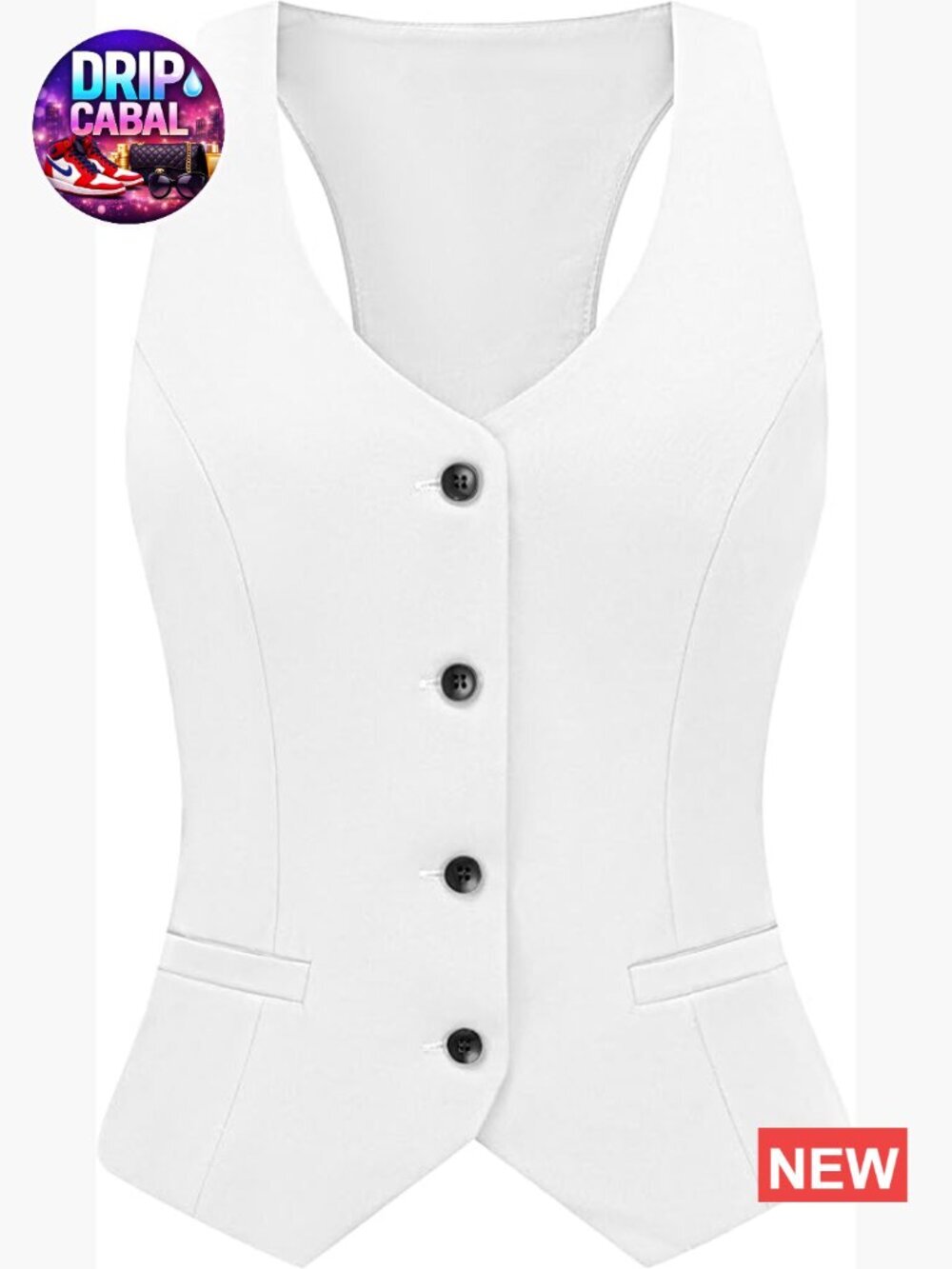 Women's Racerback Button Up Suit Vest Top - Polyester & Spandex